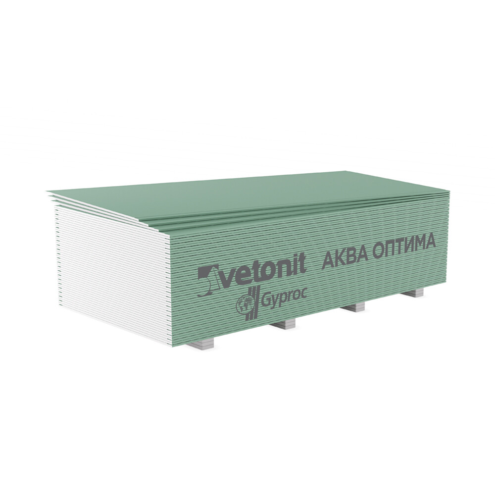 Гипсокартон Vetonit (Gyproc) Аква Оптима 1950х1200х12,5 мм влагостойкий