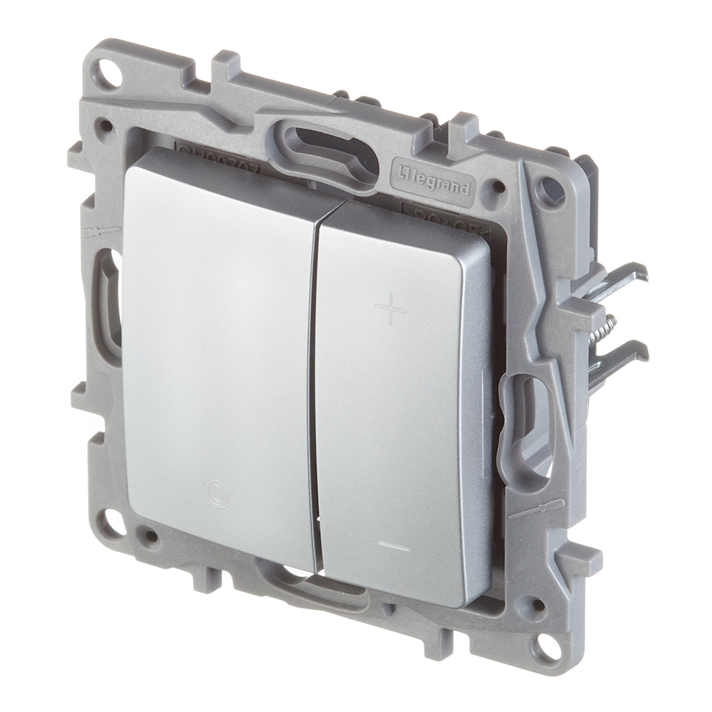 Диммер Legrand Etika двухклавишный встраиваемый алюминий нажимной (672418)