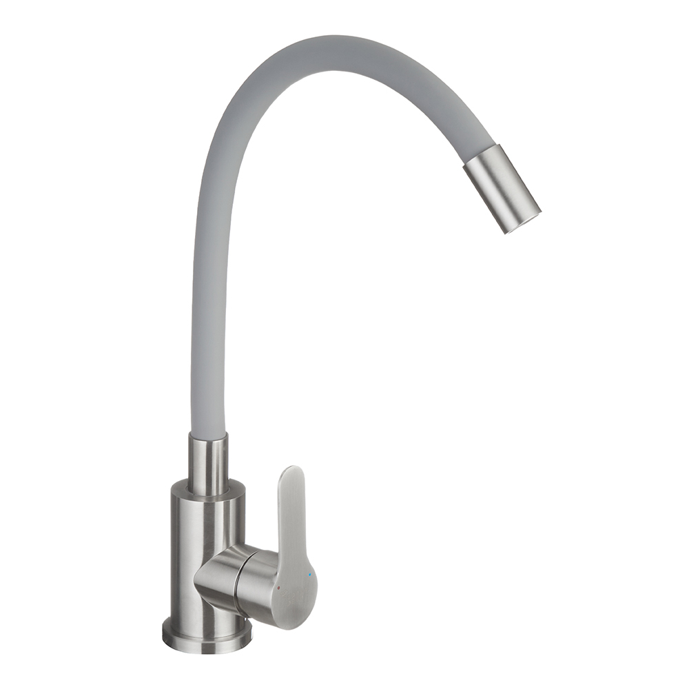 Смеситель для кухни Corsa Deco Vega Steel сталь/серый с гибким изливом однорычажный (966367)