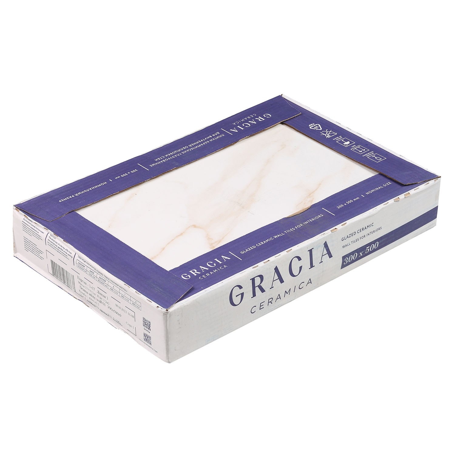Плитка облицовочная Gracia Ceramica Donna 01 белая 500х300х8 мм (8 шт.=1,2 кв.м)