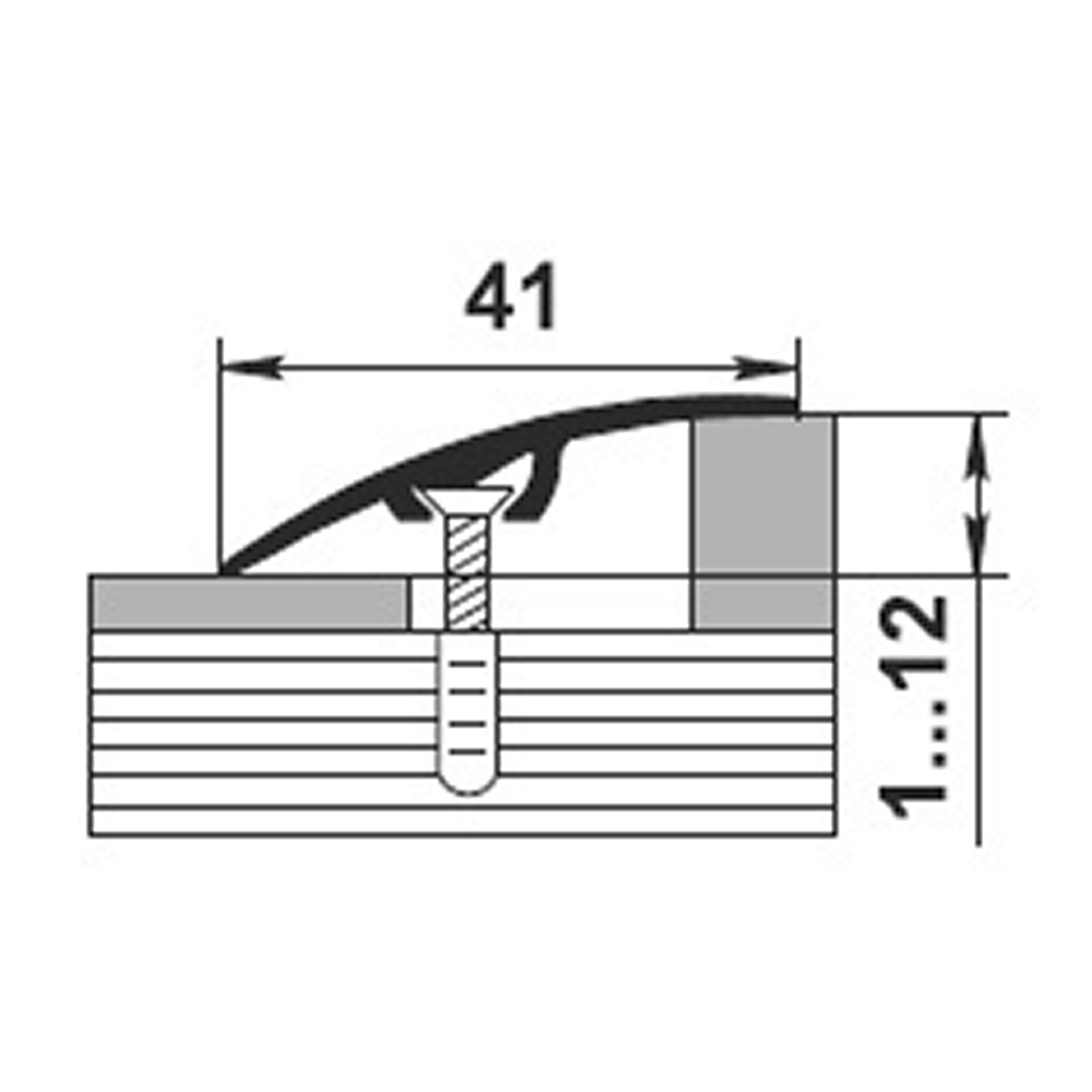 Порог алюминиевый разноуровневый кант 41х1800 мм дуб мокко перепад до 12 мм