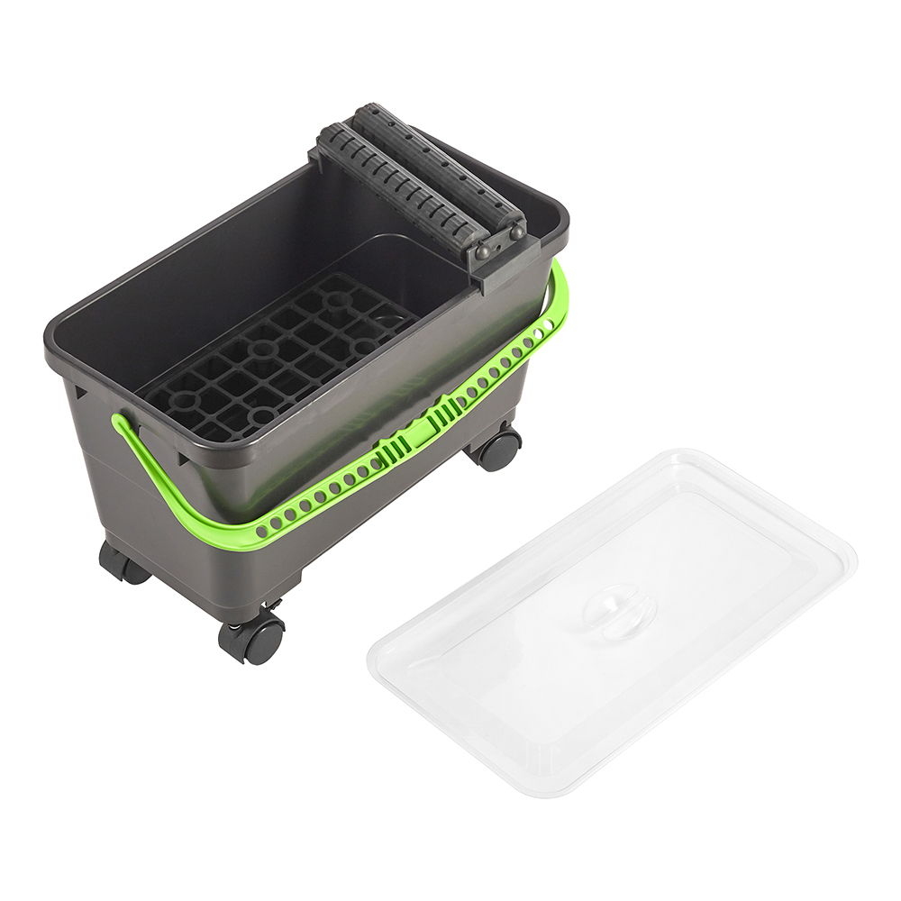 Ведро для мойки плитки пластиковое Wenzo с отжимным роликом и сеткой для губки 24 л