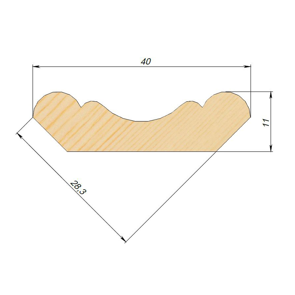 Плинтус фигурный 40х11х2500 мм сорт Экстра сращенный
