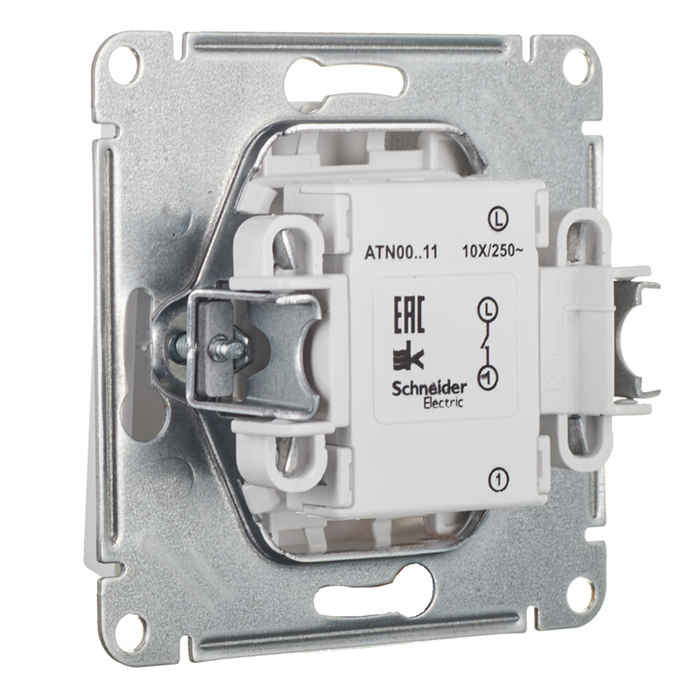 Выключатель Systeme Electric AtlasDesign одноклавишный встраиваемый белый (ATN000111)