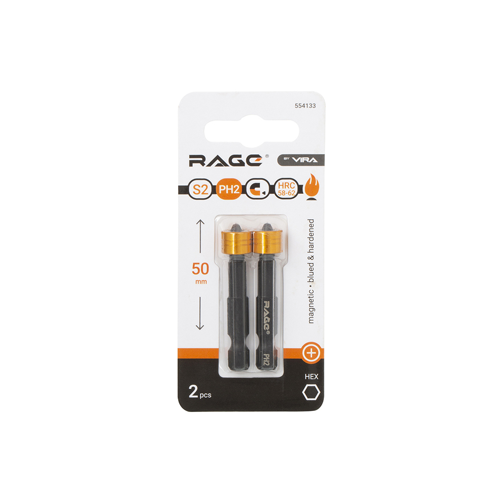 Бита Rage by Vira (554133) PH2 магнитная 50 мм c ограничителем (2 шт.)