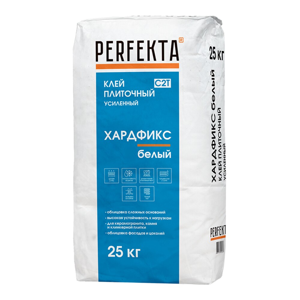 Клей для плитки/ керамогранита/ мозаики Perfekta Хардфикс белый класс C2 T 25 кг