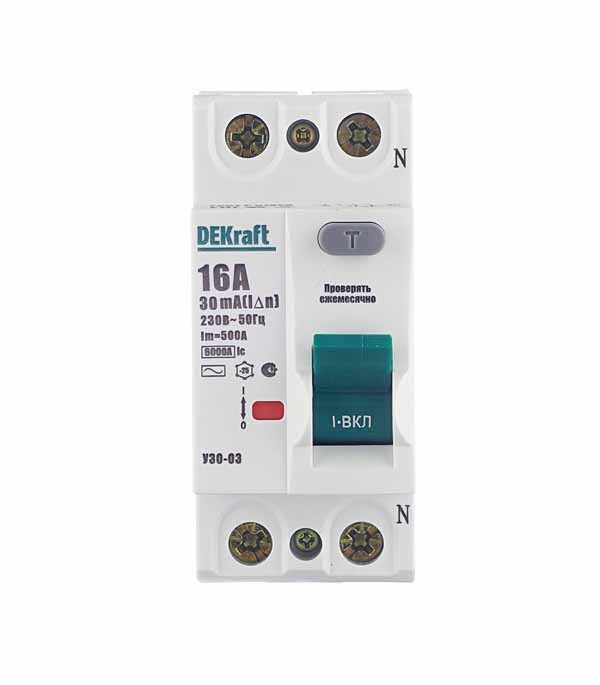 УЗО Dekraft УЗО-03 16А 1P+N тип AC 30 мА 6 кА (14053DEK)