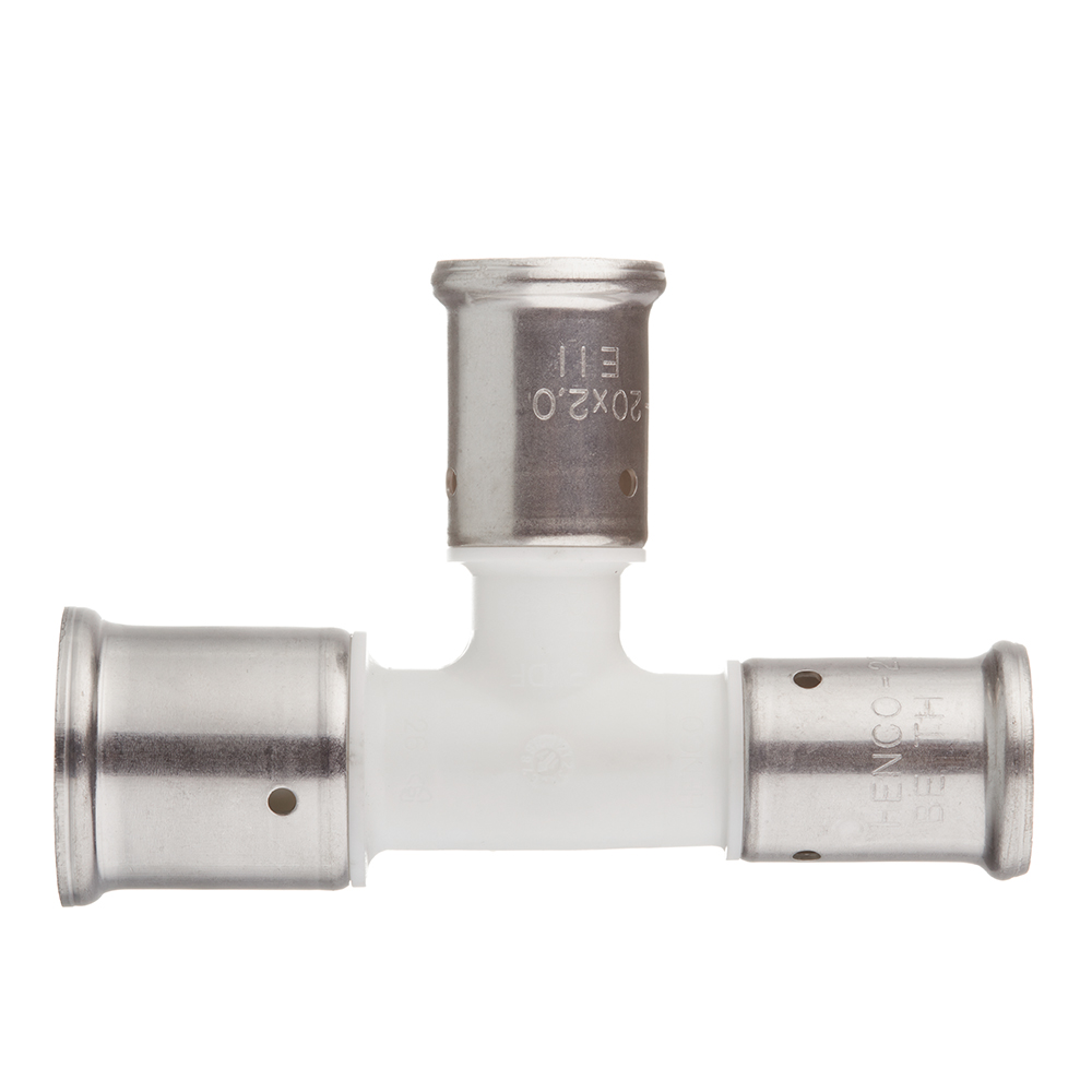 Тройник Henco (11PKW-262020) 26(пресс) х 20(пресс) х 20(пресс) PVDF белый