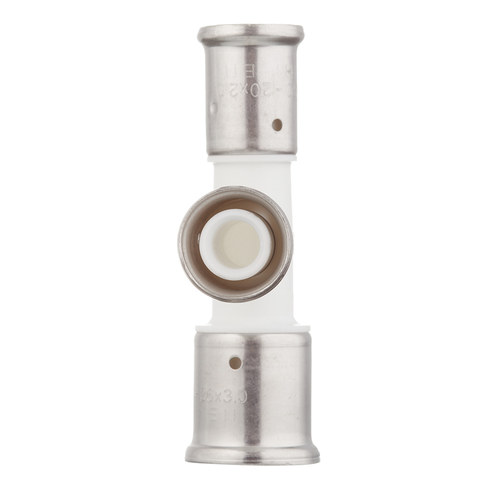 Тройник Henco (11PKW-262020) 26(пресс) х 20(пресс) х 20(пресс) PVDF белый