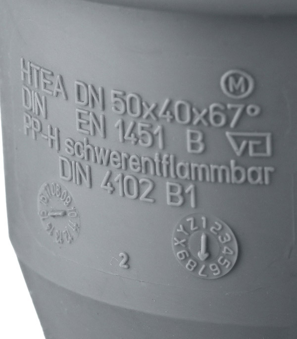 Тройник Ostendorf HTEA d50х40 мм 67° пластиковый для внутренней канализации (112310)