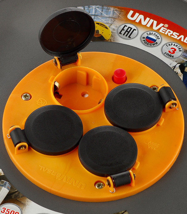 Удлинитель UNIVersal с заземлением 50 м на катушке 3,5 кВт 4 розетки ПВС 3х1,5 кв.мм IP44