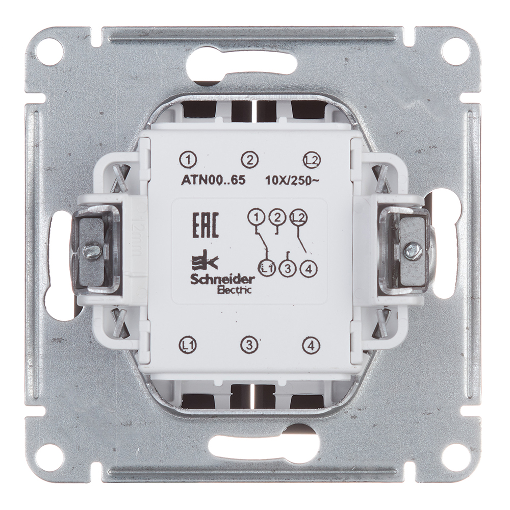 Переключатель Systeme Electric AtlasDesign двухклавишный встраиваемый карбон (ATN001065)