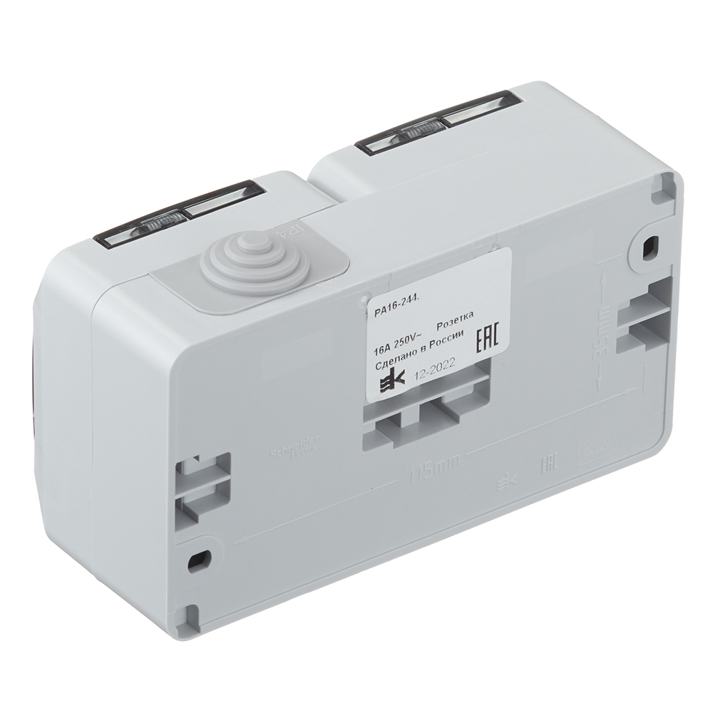Розетка Systeme Electric Этюд накладная серая со шторками с крышкой (PA16-244C)