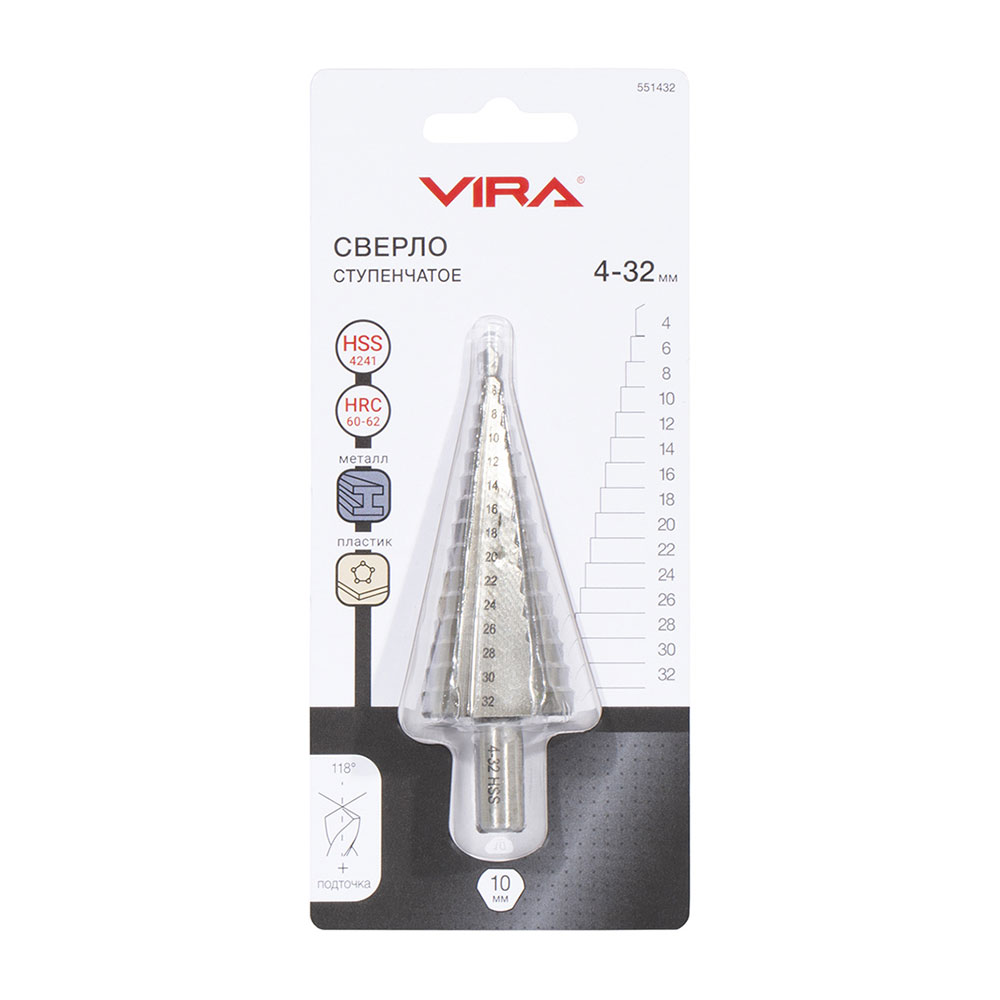 Сверло по металлу ступенчатое Vira 4-32 мм (551432)