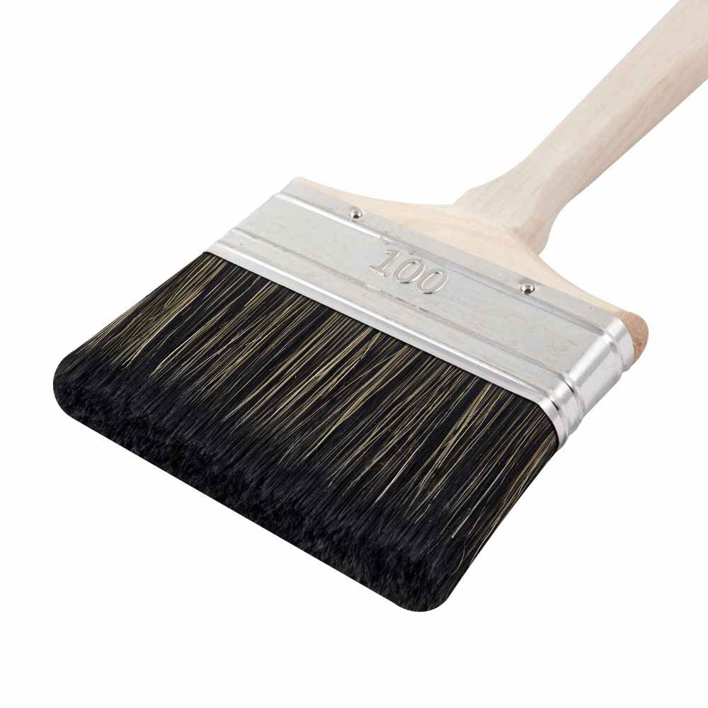 Кисть плоская смешанная щетина деревянная ручка Wenzo Wood 100х18 мм для антисептиков