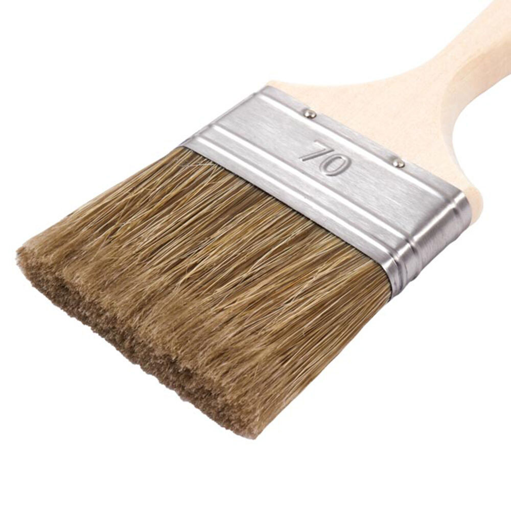 Кисть плоская смешанная щетина деревянная ручка Wenzo Elite 70х14 мм для всех типов ЛКМ на любой основе