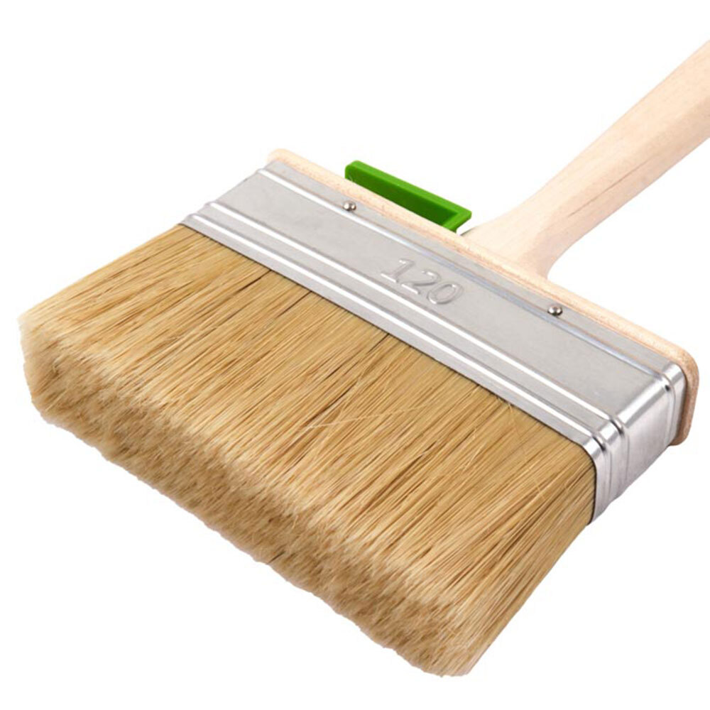 Кисть плоская натуральная щетина деревянная ручка Wenzo Wood 120х25 мм для эмалей и лаков на алкидной основе