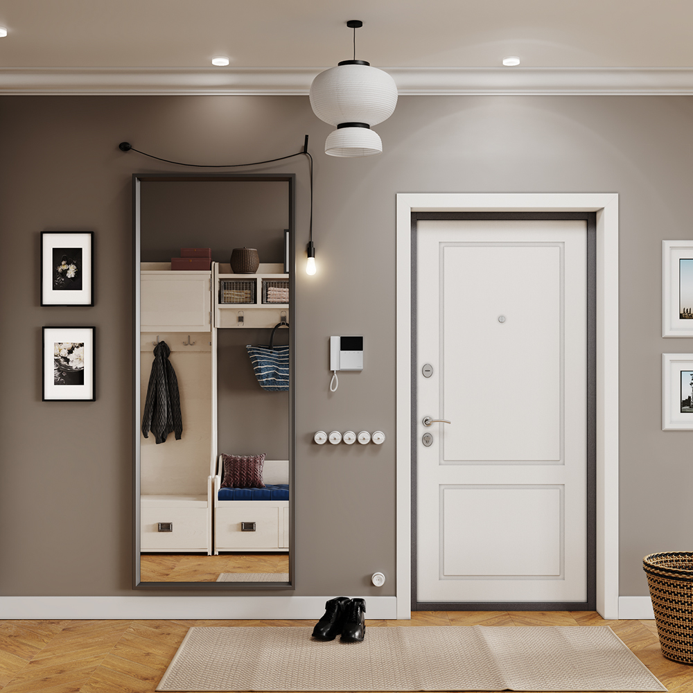 Дверь входная Mastino Home Eco правая букле графит - ларче белый 860х2050 мм