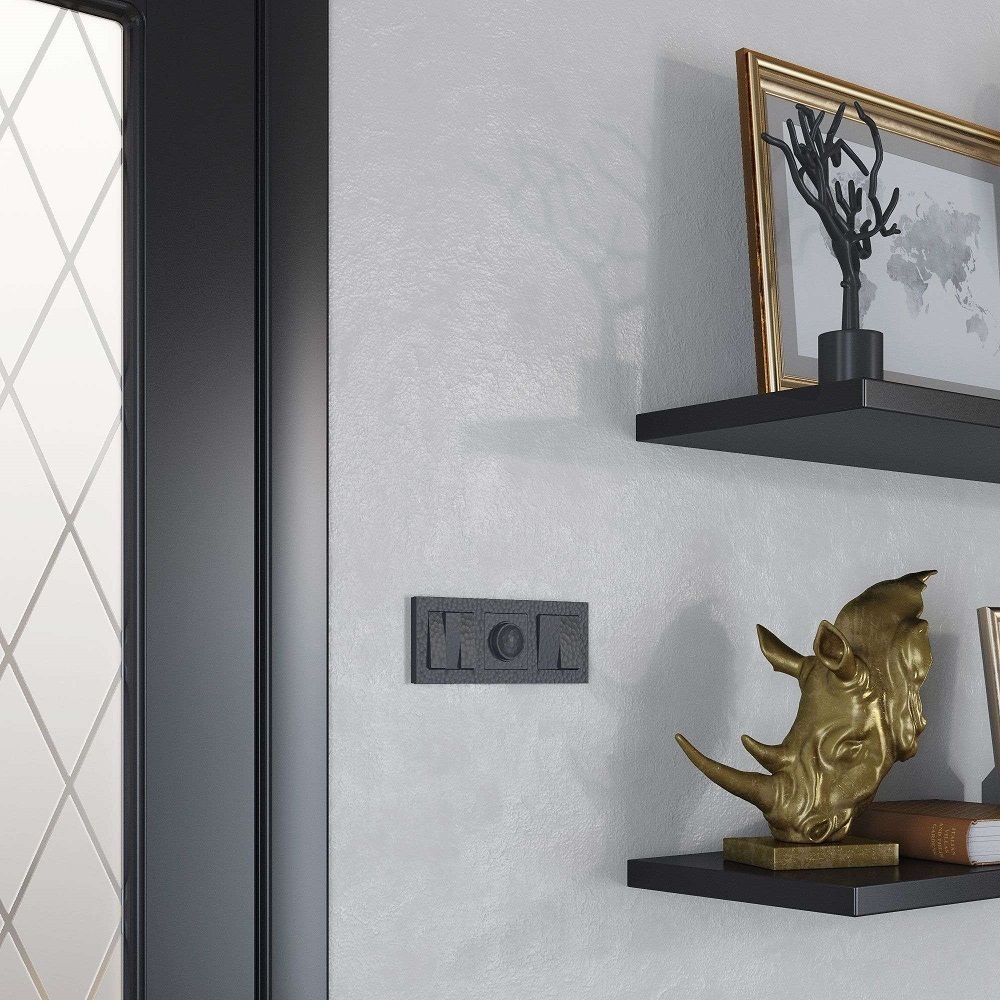 Выключатель Werkel двухклавишный встраиваемый черный проходной (a052060)