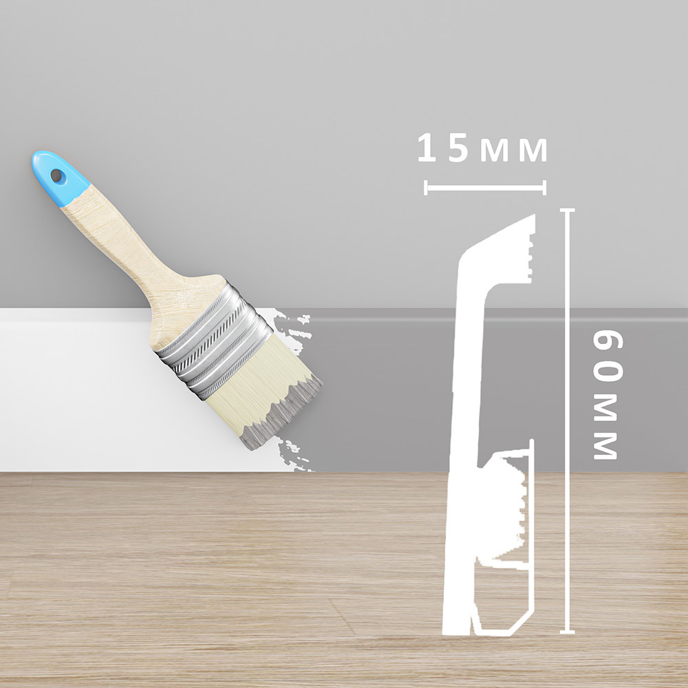 Плинтус экополимер Winart Pro 60х19х2000 мм белый с монтажной планкой (90.60.001.001)