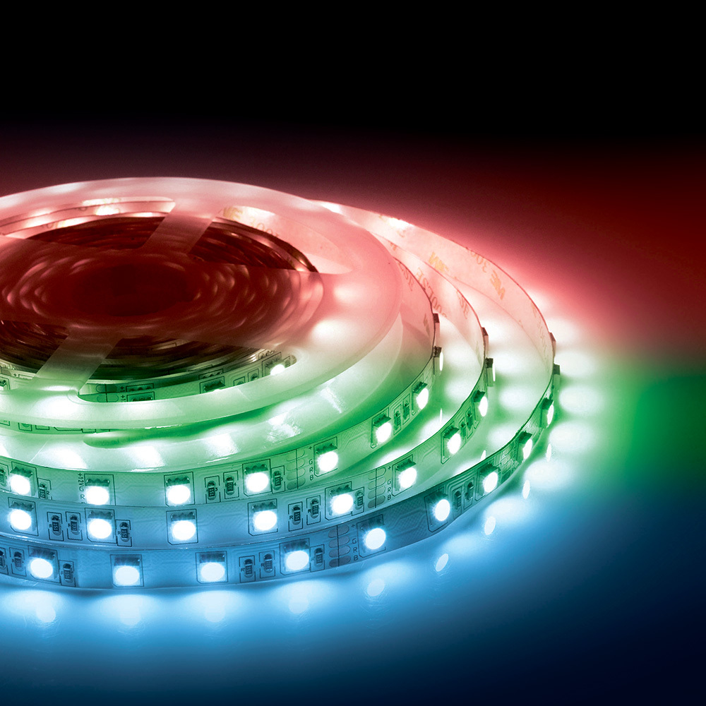 Лента светодиодная SMD 5050 RGB свет 24 В 15 Вт/м 5 м IP20 Apeyron (153КП)