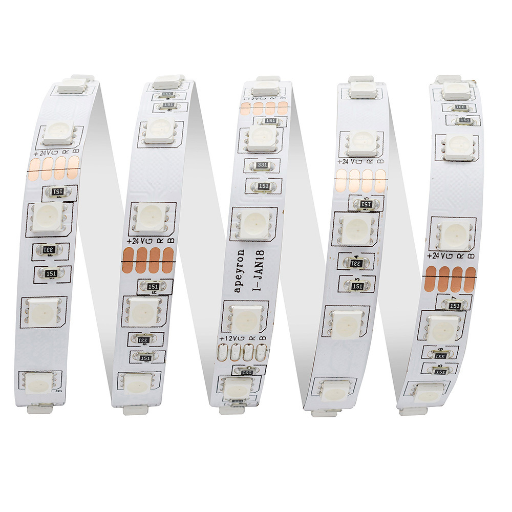 Лента светодиодная SMD 5050 RGB свет 24 В 15 Вт/м 5 м IP20 Apeyron (153КП)