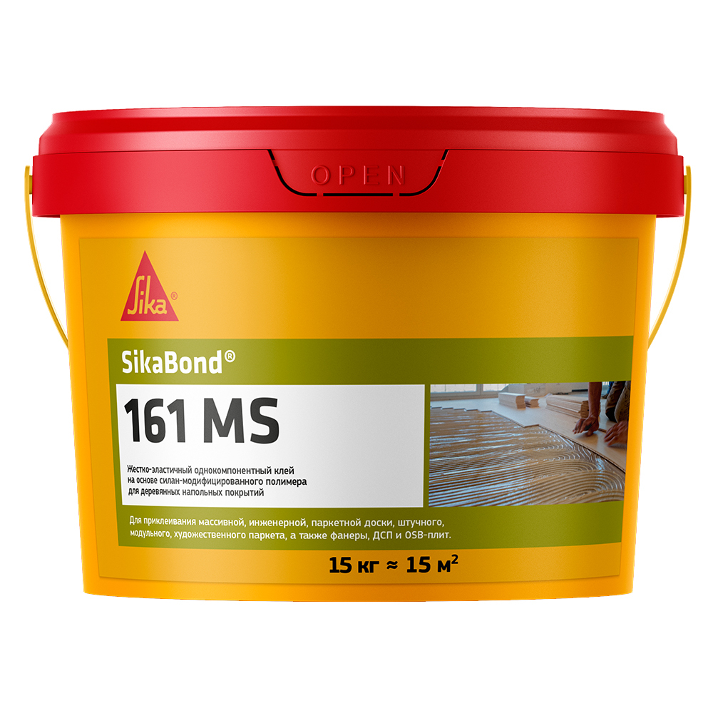 Клей для паркета полиуретановый гибридный Sika Bond-161 MS SMP однокомпонентный 15 кг