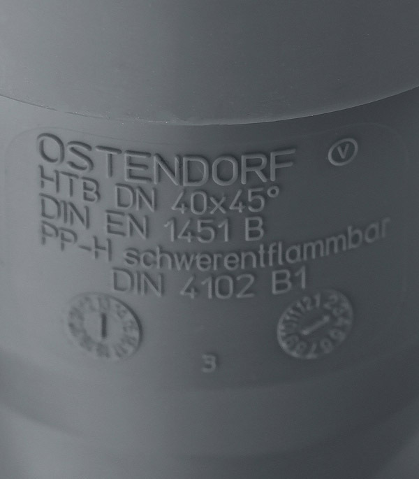 Отвод Ostendorf НТВ d40 мм 45° пластиковый для внутренней канализации (111120)
