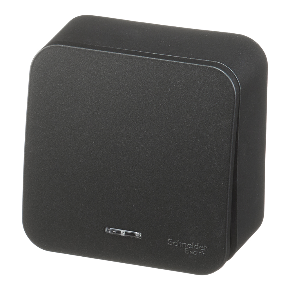 Выключатель Systeme Electric Blanca одноклавишный накладной антрацит с подсветкой (BLNVA101116)