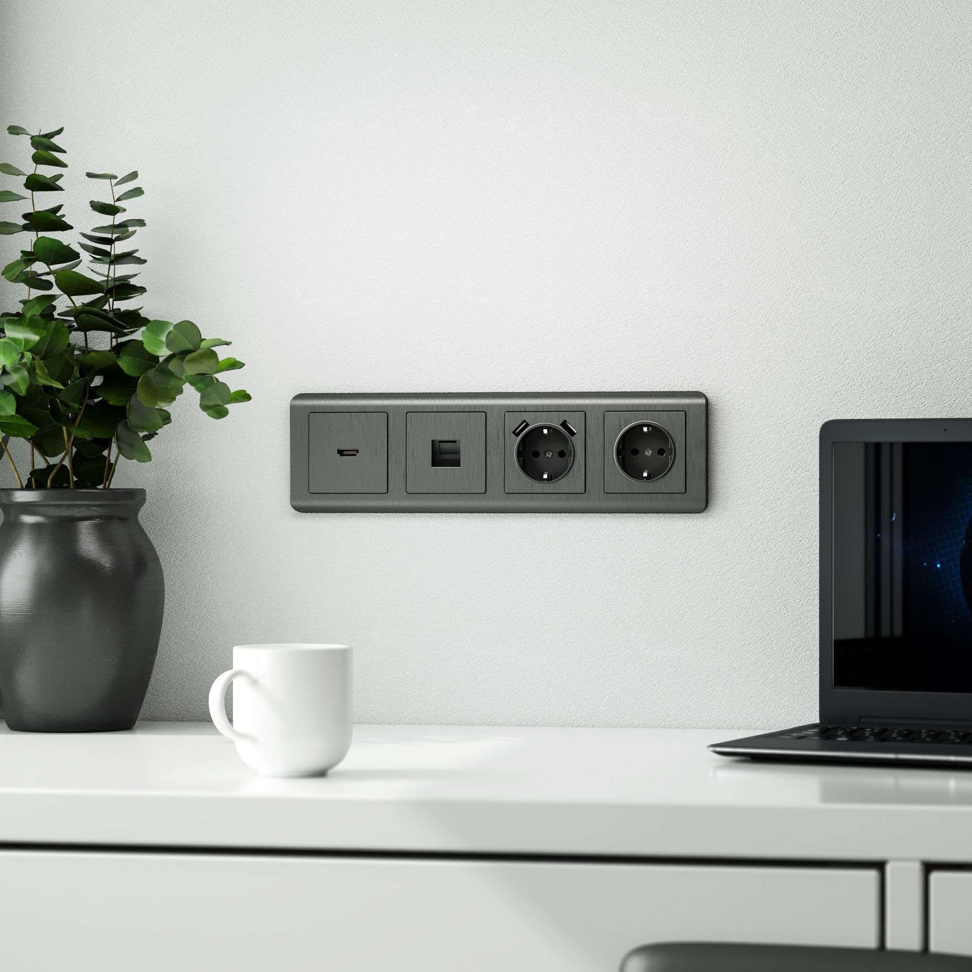 Розетка компьютерная Werkel встраиваемая графит рифленый RJ45 (a050748)
