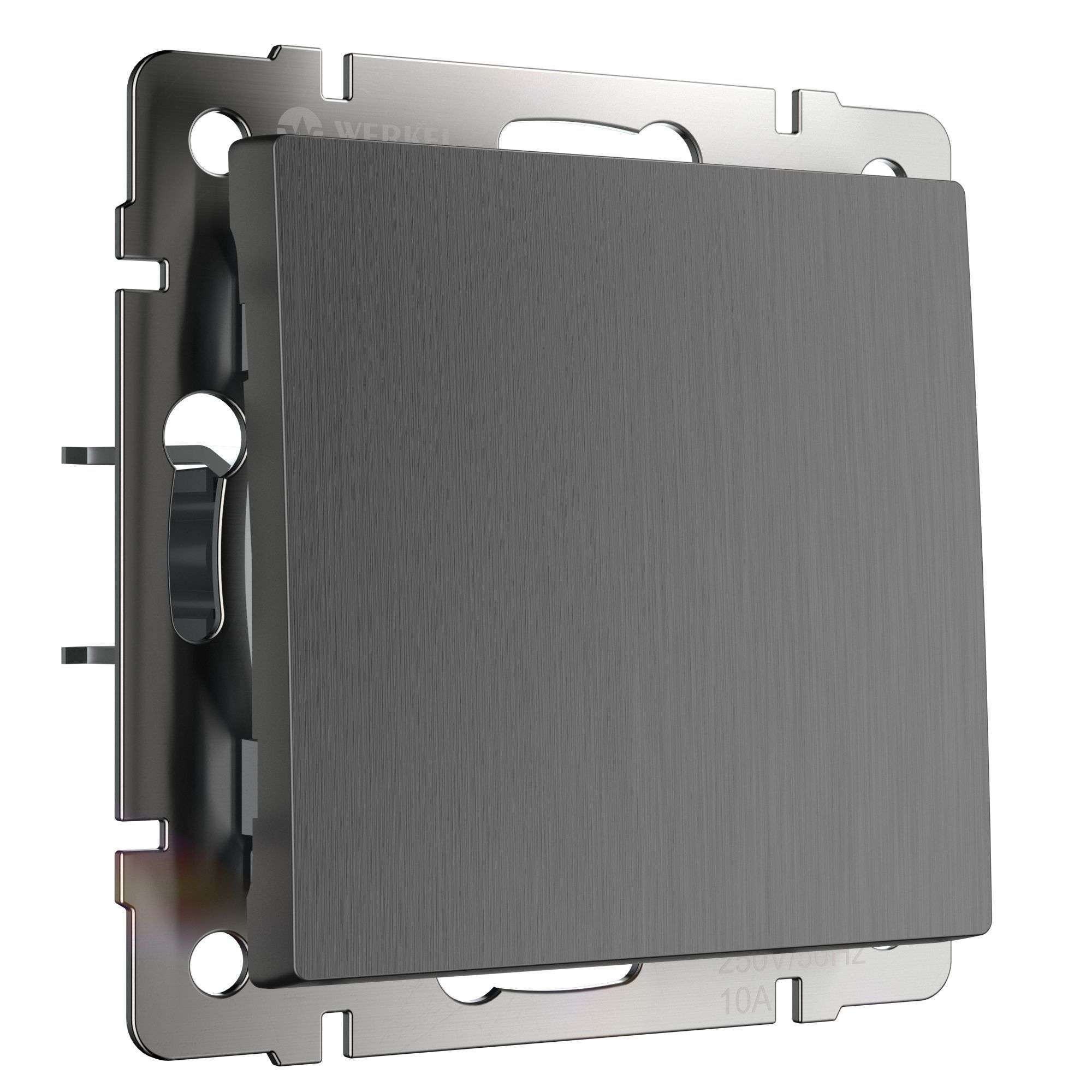 Выключатель Werkel одноклавишный встраиваемый графит рифленый проходной (a050751)