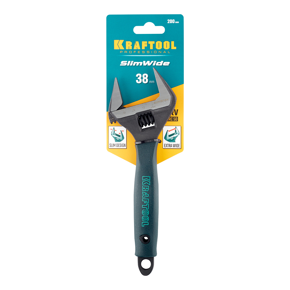 Ключ разводной с тонкими губками Kraftool Professional 200 мм двухкомпонентная рукоятка