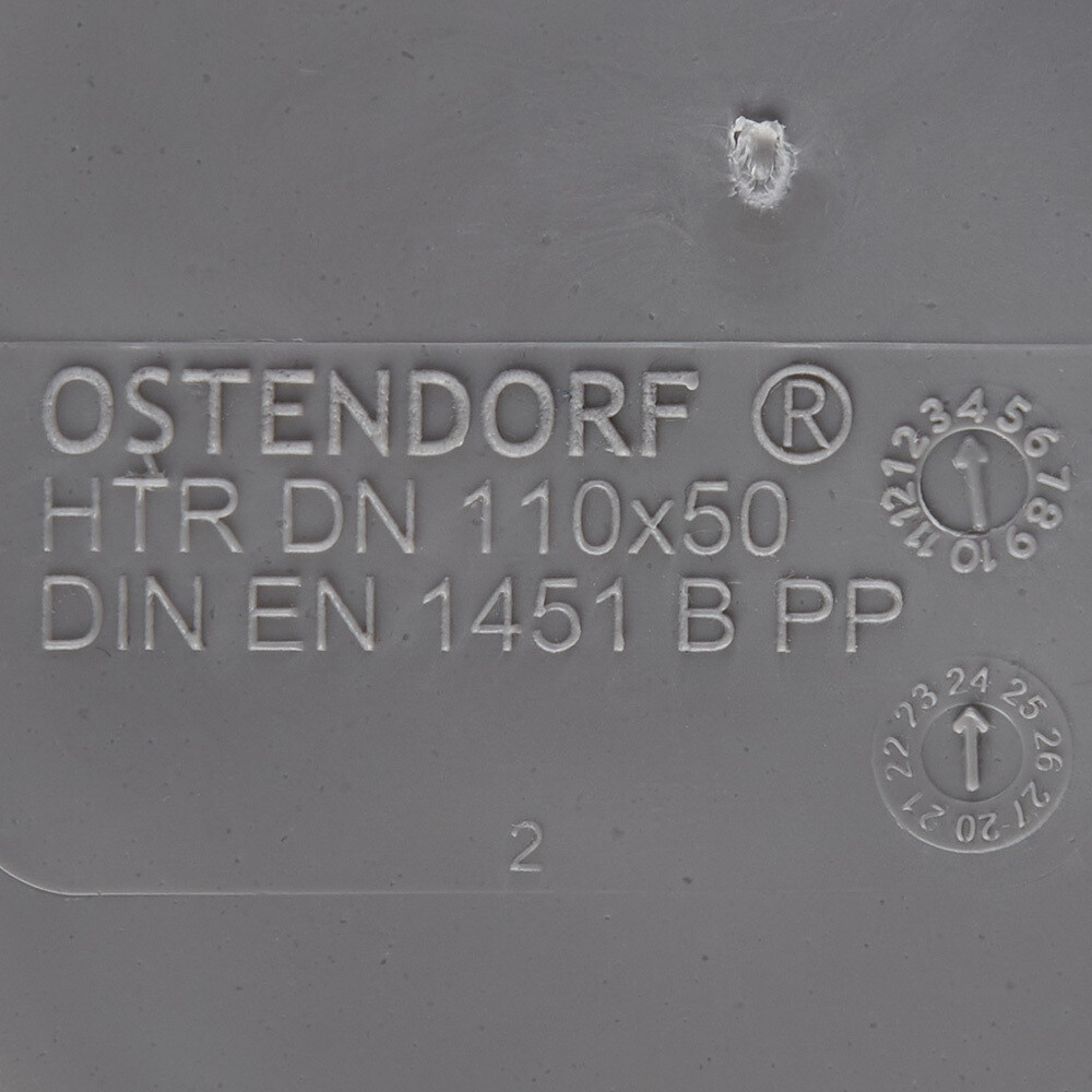 Переходник Ostendorf HTRК d110х50 мм пластиковый эксцентрический короткий для внутренней канализации (115725)