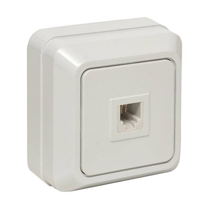 Розетка телефонная EKF Рим накладная белая RJ11 (ENT01-034-10)
