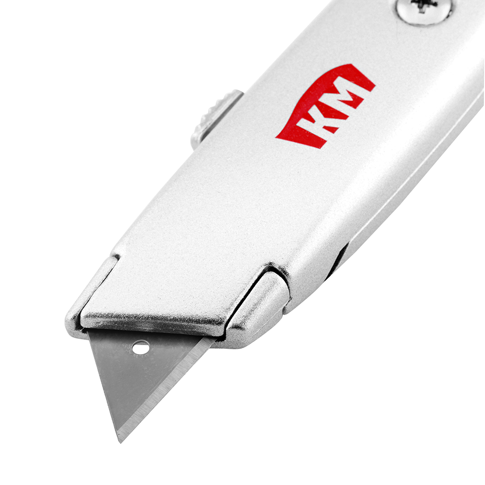 Нож строительный КМ 19 мм с трапециевидным выдвижным лезвием металлический корпус
