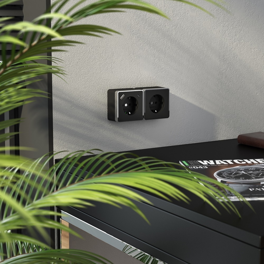 Розетка Werkel Gallant накладная черная со шторками с USB-A/ Type-C (a057702)