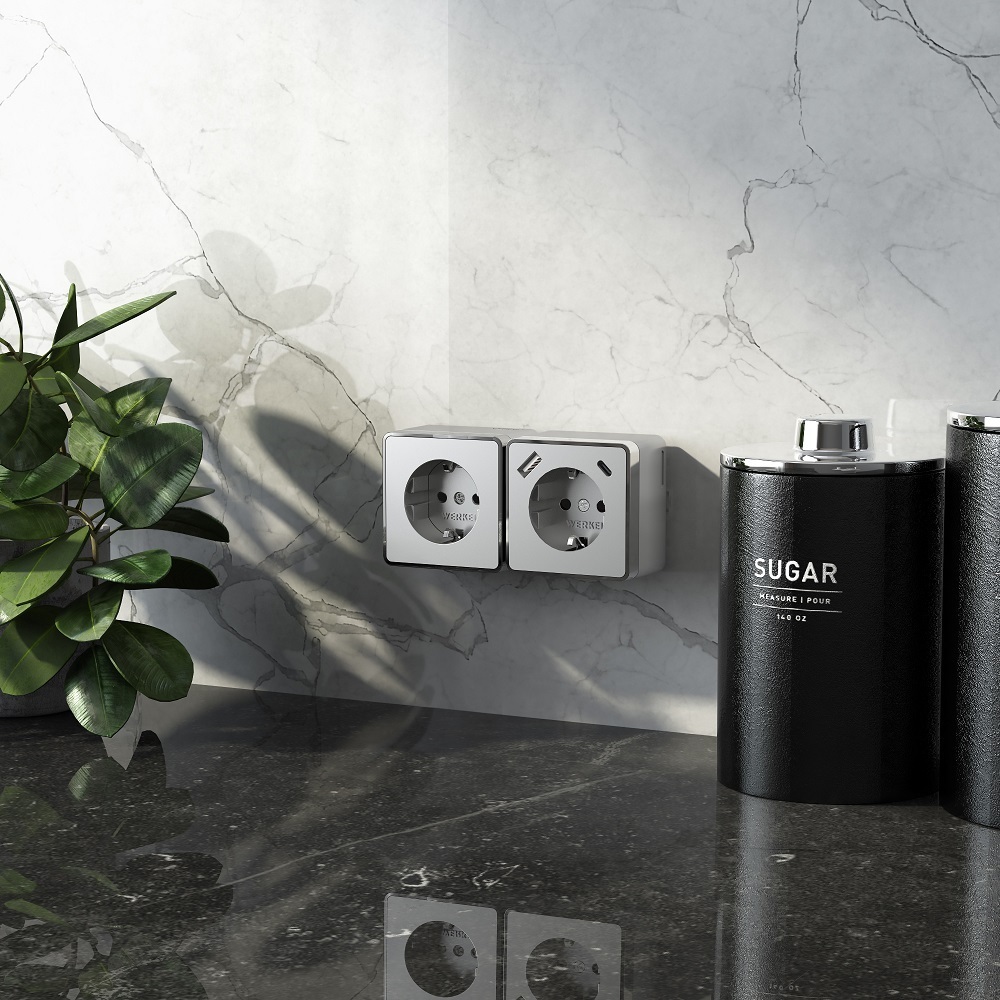 Розетка Werkel Gallant накладная серебряная со шторками с USB-A/ Type-C (a057701)