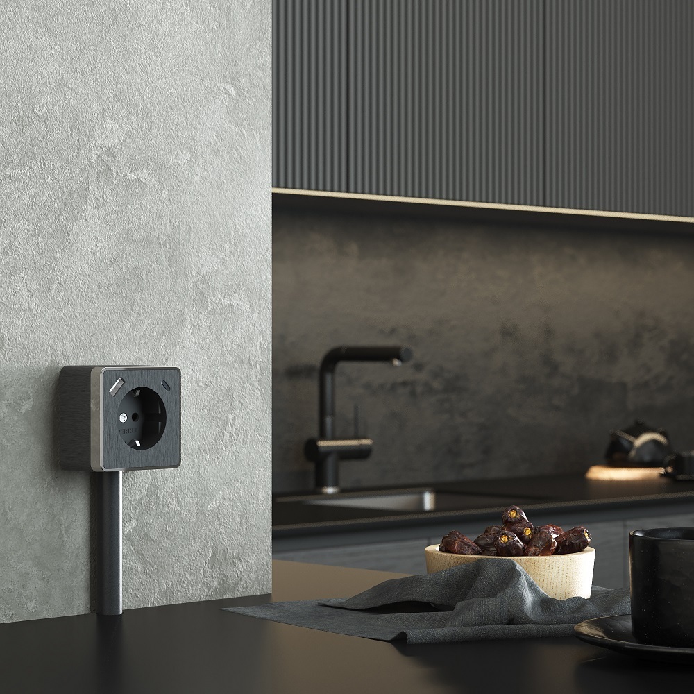 Розетка Werkel Gallant накладная графит рифленый со шторками с USB-A/ Type-C (a057704)