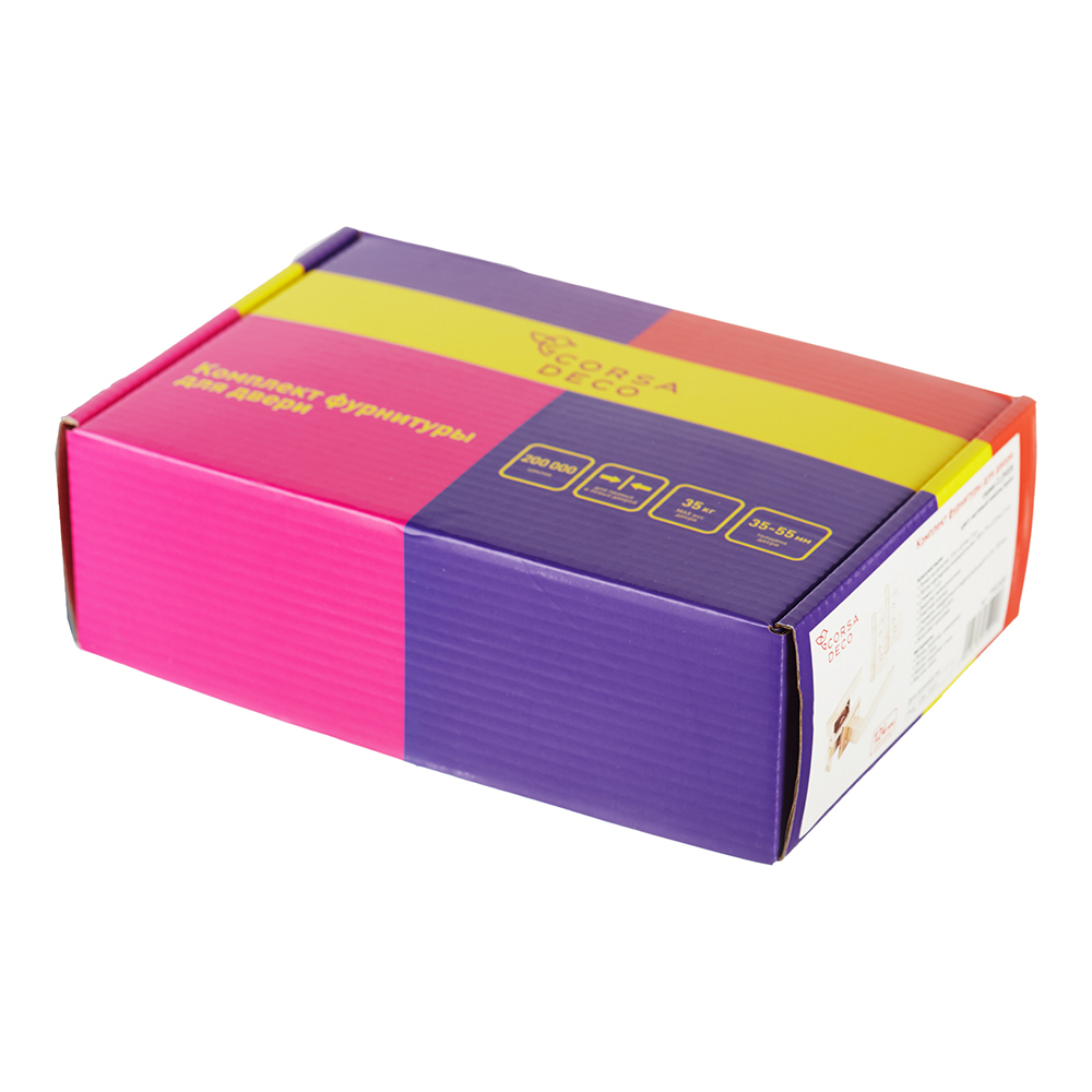 Комплект фурнитуры для двери Corsa Deco Clover с защелкой и петлями квадратная розетка матовый никель (990308)