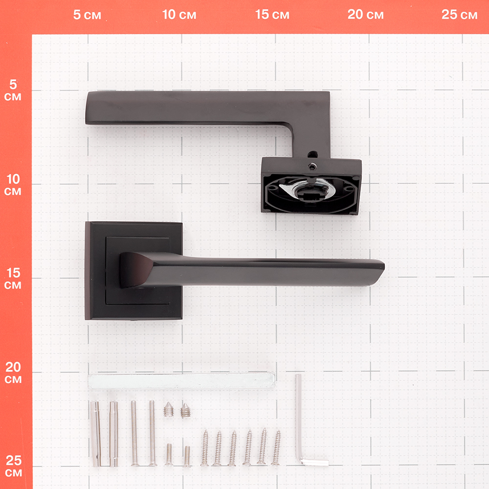 Ручка дверная Corsa Deco Camellia квадратная розетка черная (990314)