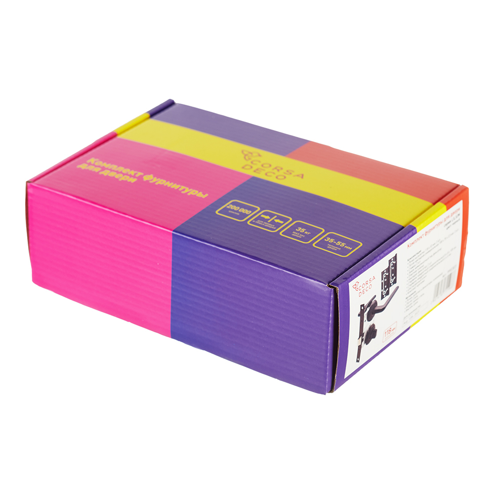 Комплект фурнитуры для двери Corsa Deco Lilium с замком петлями и фиксатором круглая розетка черный (990303)