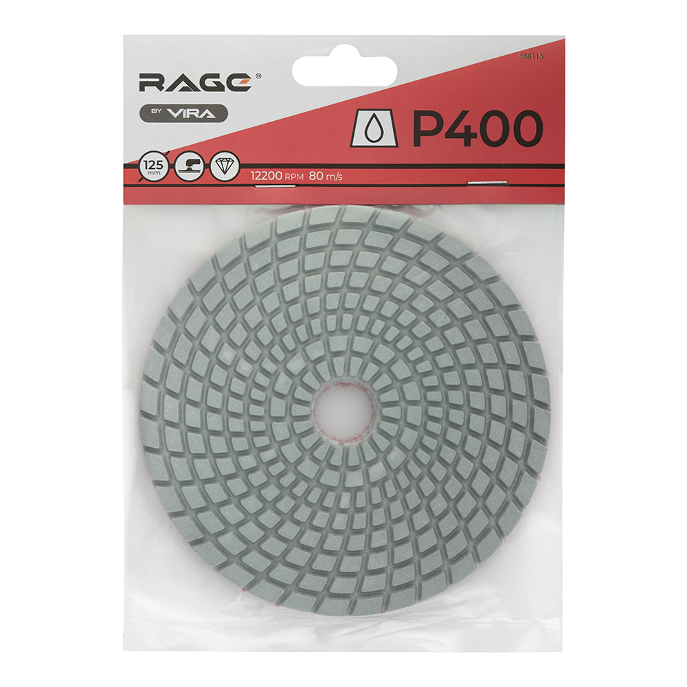 Круг алмазный шлифовальный по камню Rage by Vira гибкий d125 мм P400 для мокрого шлифования