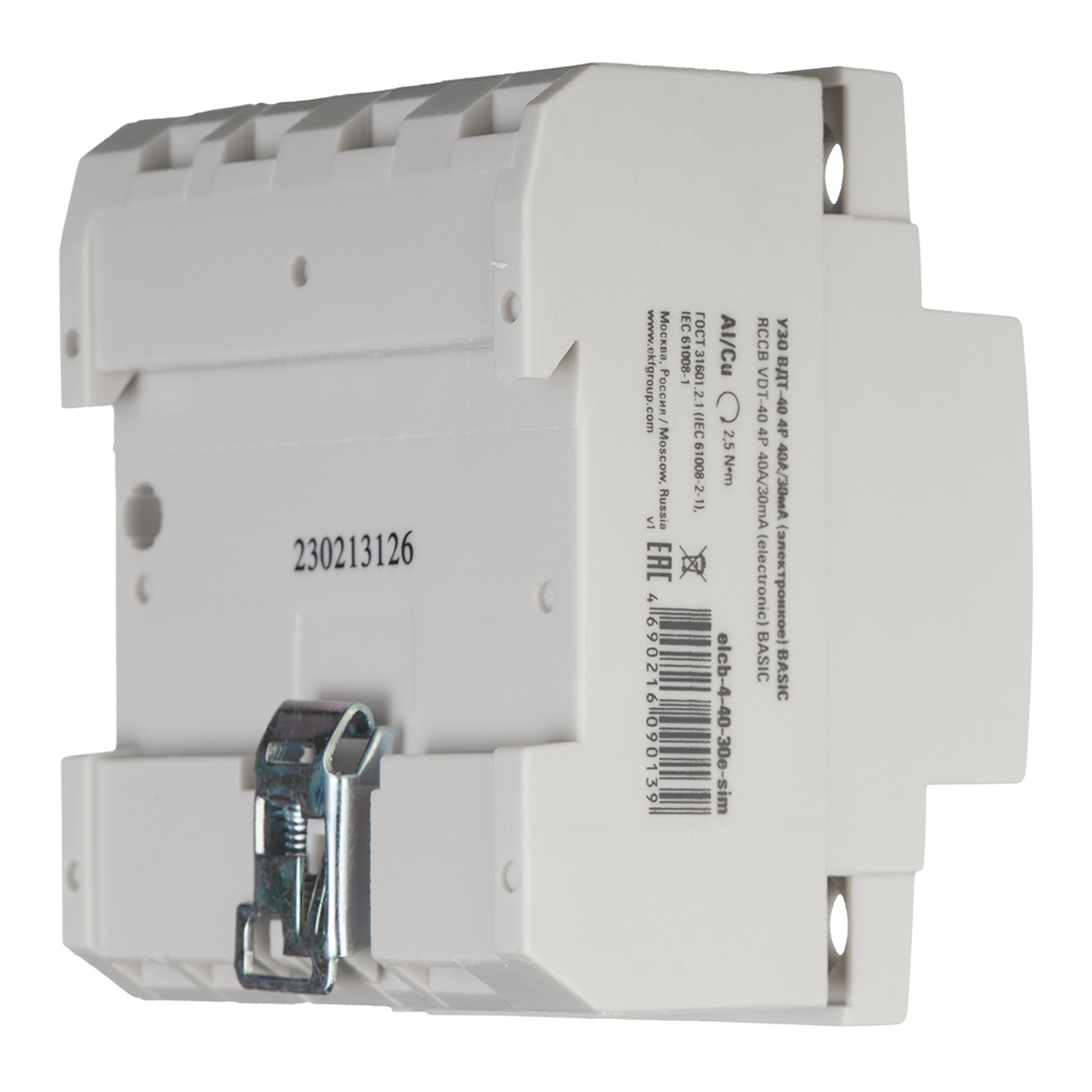 УЗО EKF Basic ВДТ-40 40А 3P+N тип AC 30 мА 4,5 кА (elcb-4-40-30e-sim)