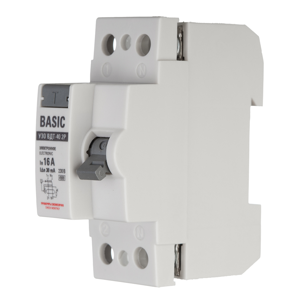УЗО EKF Basic ВДТ-40 16А 1P+N тип AC 30 мА 4,5 кА (elcb-2-16-30e-sim)