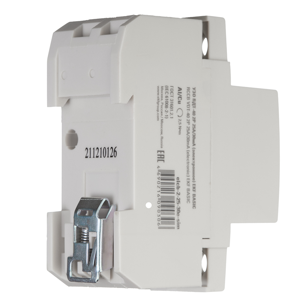 УЗО EKF Basic ВДТ-40 25А 1P+N тип AC 30 мА 4,5 кА (elcb-2-25-30e-sim)