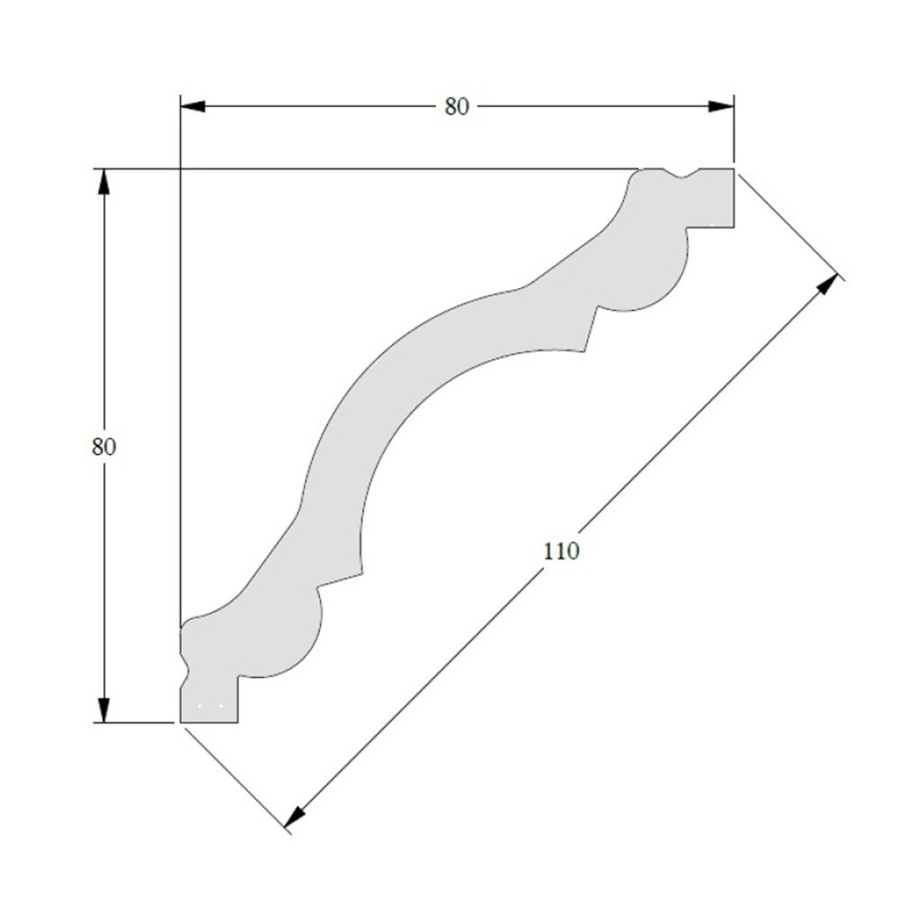 Плинтус потолочный из дюрополимера ударопрочный 80х80х2000 мм Basixx by Orac Vintage