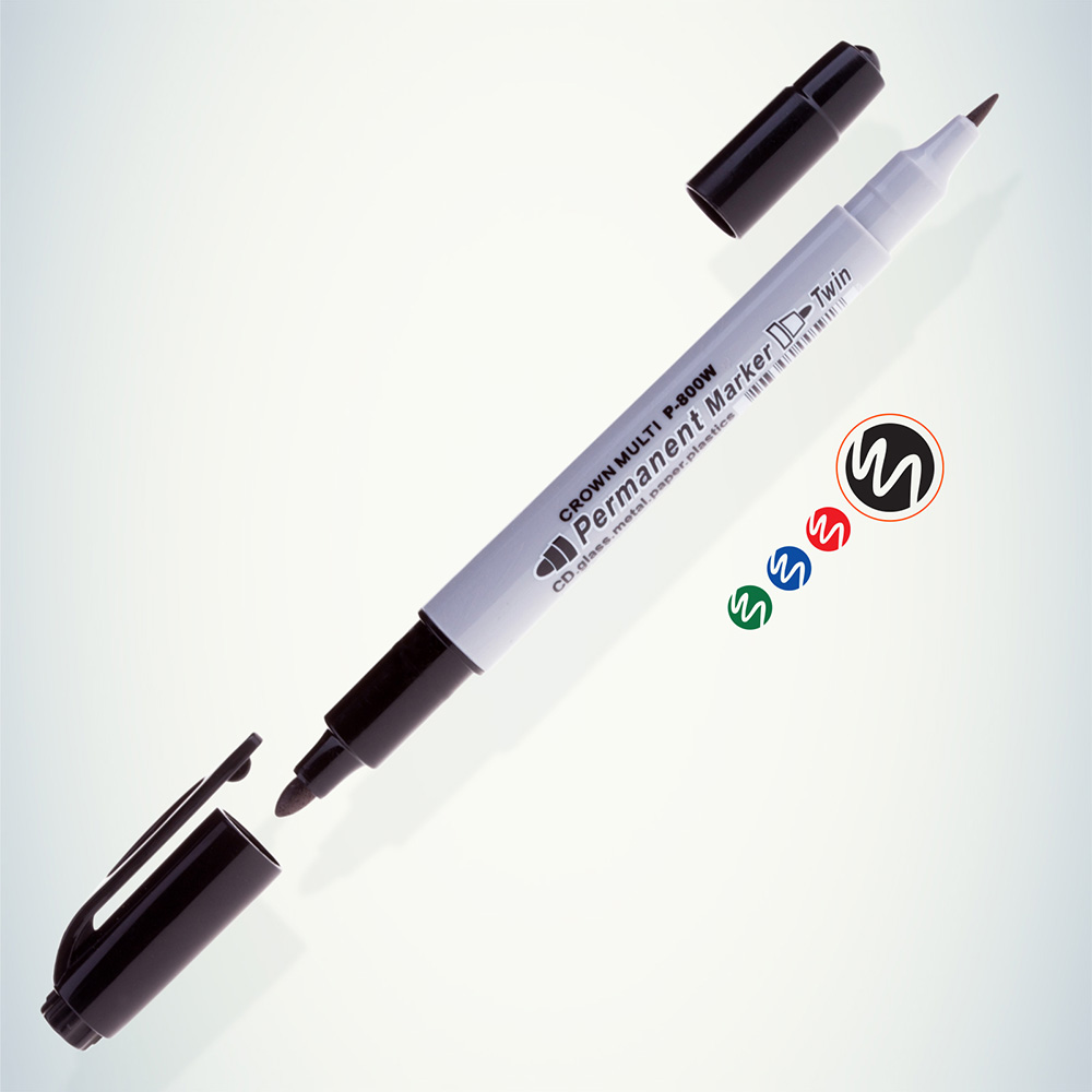 Маркер перманентный двусторонний Crown Multi Marker Twin черный грифель 2 мм