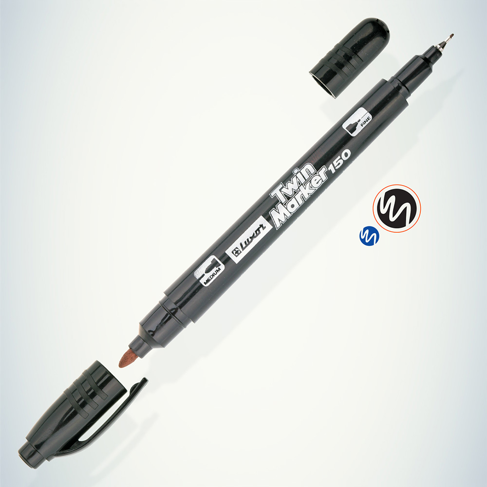 Маркер перманентный двусторонний Luxor Twin Marker черный грифель 1 мм