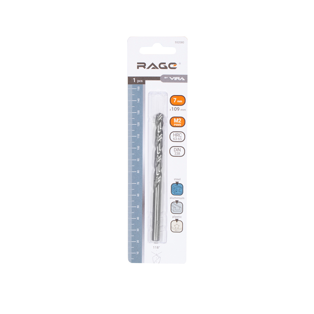Сверло по металлу спиральное Rage by Vira 7х109 мм (552080)