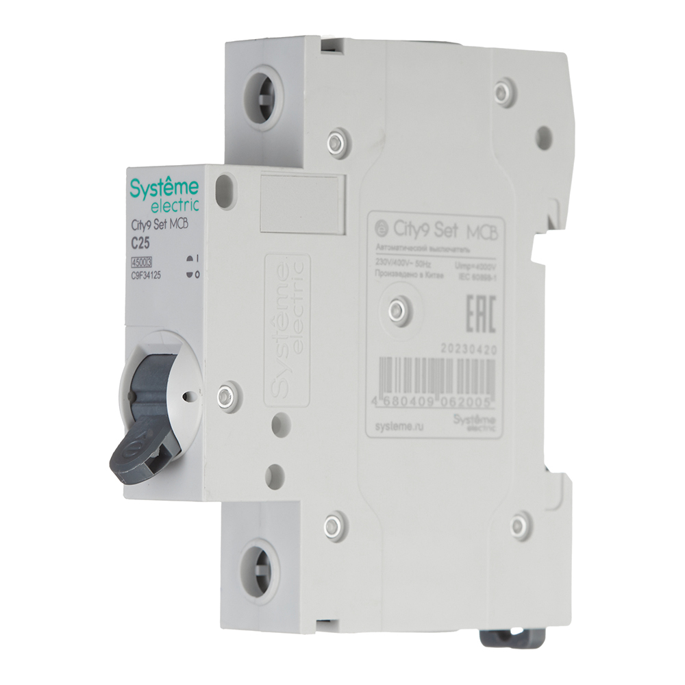 Автоматический выключатель модульный Systeme Electric City9 Set 1P 25А тип C 4,5 кА 230 В (C9F34125)